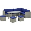 Resenkos Wicker Outdoor Patio Furniture Set, L-Shaped 7 Pieces Outdoor Dining Sectional Sofa, Gray - 2 of 4