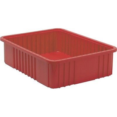 Quantum Storage Systems Dividable Grid Container, 22-1/2"L X 17-1/2"W X 6"H, Red, Made In Usa