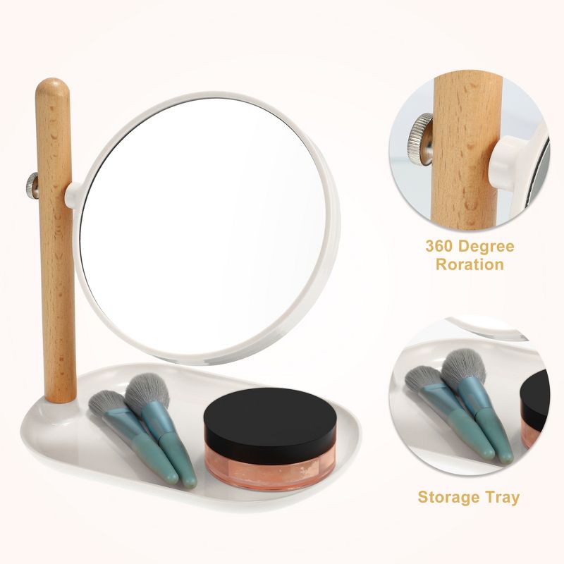 Unique Bargains Home Vanity Rotatable 1X/3X  Magnifying Cosmetic Mirror with Storage Tray, 3 of 7