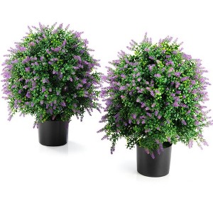 Resenkos Artificial Lavender Topiary Balls, Realistic Look, 21.6" Tall, UV Resistant, Planter Bushes, Purple, Green And Black - 1 of 4