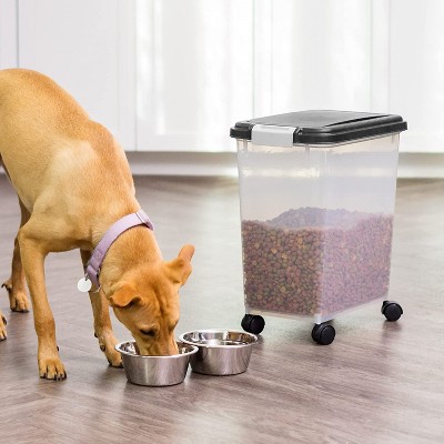IRIS 30 lbs Airtight Plastic Pet Food Storage Container with Wheels