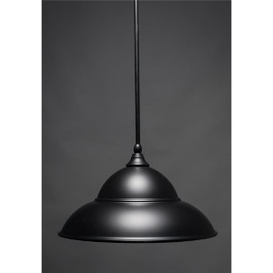 Toltec Lighting Any 1 - Light Pendant in  Matte Black with 16” Matte Black Double Bubble Metal Shade Shade - 1 of 1