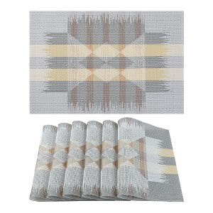 Unique Bargains PVC Wrinkle-Resistant Washable Indoor Outdoor Placemats 18" x 12" 6 Pcs - 1 of 4