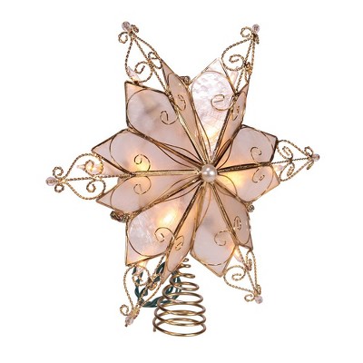 Brass Finish 9.1-Inch Capiz Star Christmas Tree Topper