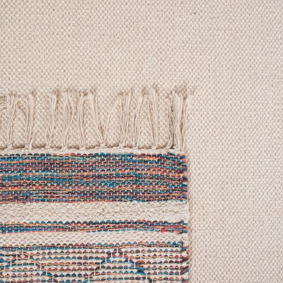 Coastal Charm Blue Cotton 6' Square Hand-Loomed Area Rug