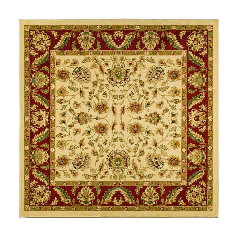 8'x8' Square Dorothea Floral Loomed Rug Ivory/Red Square - Safavieh