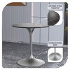 LeisureMod Verve 27" Round Dining Table - Sintered Stone Top with Brushed Chrome Pedestal Base Accent Side Table for for Kitchen and Home - 2 of 4
