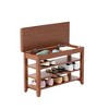 ACEPANO 31.7 in. W Solid Wood Entryway Storage Bench with Shoe Rack-Walnut - 3 of 3