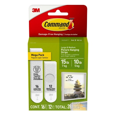 Command Large and Medium Damage-Free Picture Hanging Strips 28 Pairs