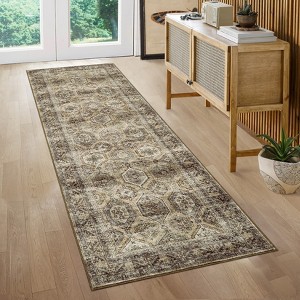 Vintage Oriental Printed Distressed Rug Washable Thin Low Pile Area Rugs for Living Room Indoor Retro Non Slip Soft Carpet for Bedroom - 1 of 4