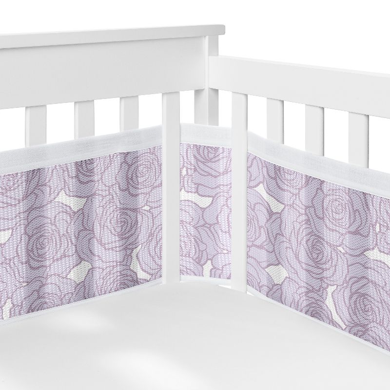 Sweet Jojo Designs Girl Crib Bedding + BreathableBaby Breathable Mesh Liner Rose Lavender Purple 6pc, 3 of 7