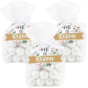 Big Dot of Happiness Religious Easter - Christian Holiday Party Clear Goodie Favor Bags - Treat Bags With Tags - Set of 12 - 1 of 4