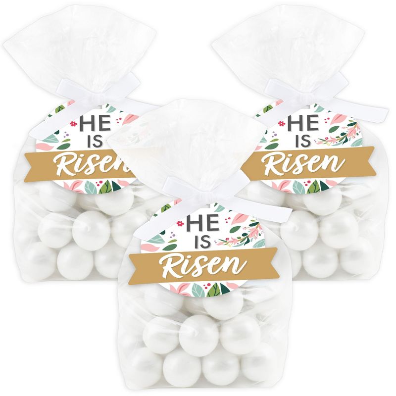 Big Dot of Happiness Religious Easter - Christian Holiday Party Clear Goodie Favor Bags - Treat Bags With Tags - Set of 12, 1 of 9