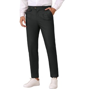 Lars Amadeus Men's Pleated Front Tapered Leg Business Chino Trousers Dress Pants - 1 of 4