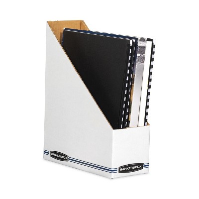 White Corrugated Cardboard Magazine Holder, 4 x 9.25 x 11.75