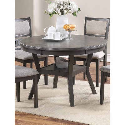 Sapphtopaz Round Dining Table Kitchen Table Modern Wooden Table with Trestle Pedestal Base Shelf for Dining Room