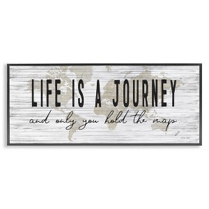 Stupell Industries Life Is a Journey Rustic World Map Framed Giclee Art, Black, 24" x 10" - 1 of 4