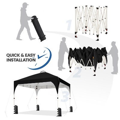 Black 10x10ft Steel Frame Outdoor Pop-Up Canopy Tent