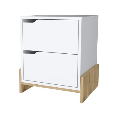 GlasFlength Nightstands Modern Nightstand Bedroom Nightstand Elegant Bedside Table with 2 Drawers for Living Room, Multicolored, 17.01"*14.57"*19.92"