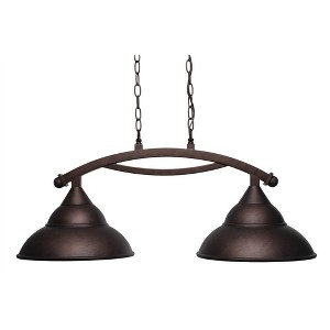 Toltec Lighting Bow 2 - Light Island Pendant Light in  Bronze with 13" Bronze Double Bubble Metal Shade Shade - 1 of 1
