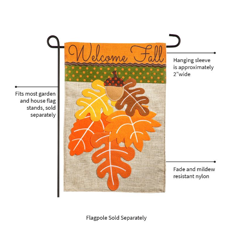 Evergreen Fall Leaves Garden Burlap Flag 12.5 x 18 Inches Indoor Outdoor Decor, 3 of 7