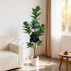 5 ft Artificial Fiddle Leaf Fig Tree with Planter Pot, Decorative Fake Plant with Realistic Trunks & Leaves, Artificial Greenery for Living Room - 4 of 4