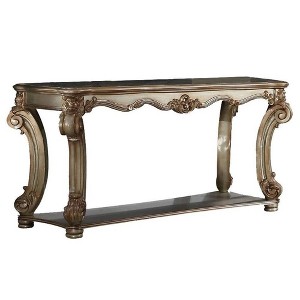 58" Vendome Accent Table Gold Patina - Acme Furniture: Luxurious, Traditional Design, Curved Legs - 1 of 4