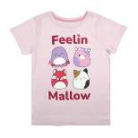 Squishmallows Feelin Mallow Glitter Text Crew Neck Short Sleeve Pink Youth Girl Tee