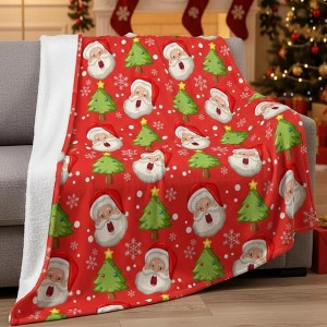 Lomsoe Christmas Throw Blankets Snowmen, Hearts, Santa, Snowflakes, Xmas Tree Soft Cozy Christmas Plush Flannel Blanket for Sofa, Christmas Gift. - 1 of 4