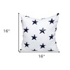 HomeRoots 16" White and Blue Star Cotton Throw Pillow - 3 of 4