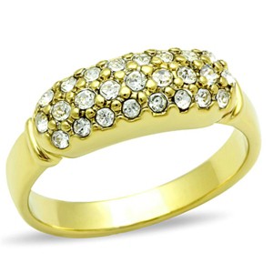 Slickblue Women's Ring, IP Gold Stainless Steel, Pave Setting with Clear Synthetic Crystal Accents, Size 5-10 - 1 of 4