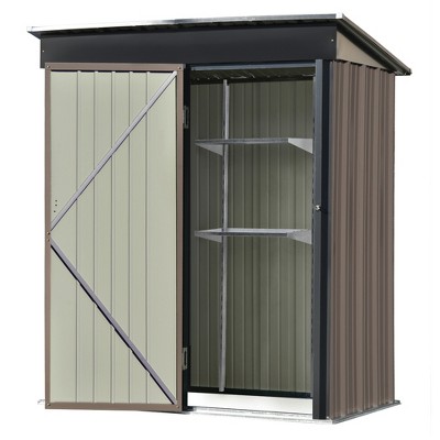 5ft x 3ft Outdoor Storage Shed, with Adjustable Shelf Metal Garden Shed and Lockable Door For Backyard Patio Lawn