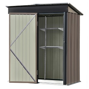 5ft x 3ft Outdoor Storage Shed, with Adjustable Shelf Metal Garden Shed and Lockable Door For Backyard Patio Lawn - 1 of 4
