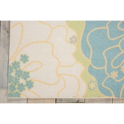 Blossoming Garden Green Floral Indoor/Outdoor Area Rug 7'9" x 10'10"
