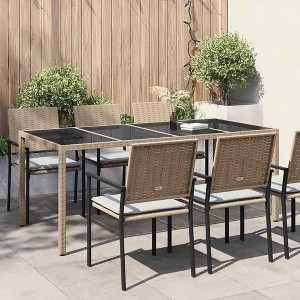 Garden Dining Table Beige 74.8" x 35.4" x 29.5" Poly rattan - 1 of 4