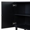58" Modern Four-Door Sideboard with Wavy Pattern Doors, Cylindrical Legs & Metal Handles, Adjustable Storage for Living Room, Entryway - 3 of 4