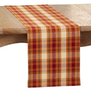 Saro Lifestyle Plaid Runner, Rust, 13" x 72" - 1 of 4