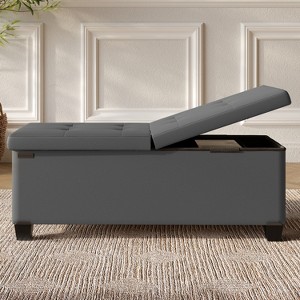 StorageBud Storage Ottoman for Bedroom End of Bed, Faux Leather Storage Bench, Large Storage Ottoman Bench, Entryway Bench with Storage - 1 of 4