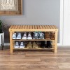 Hastings Home Natural Bamboo Shoe Rack Bench with 2 Shelves - 2 of 4