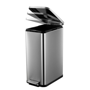 13.2 Gallon/50L Slim Rectangular Stainless Steel Trash Can - 1 of 4