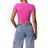 Anna-Kaci Women's Short Sleeve V-Neck Top with Grommet Details and Slim Fit - 3 of 4