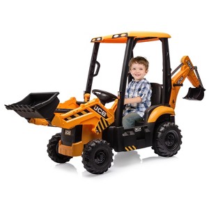 Ride on Excavator Bulldozer, 12V Kids Electric Vehicle with Remote Control, Front Loader, Digger, Horn, Adjustable Seat, Excavator Ride on Car Toy - 1 of 4