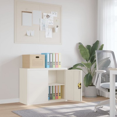 vidaXL File Cabinet White 35.4 in.x15.7 in.x27.6 in. Steel