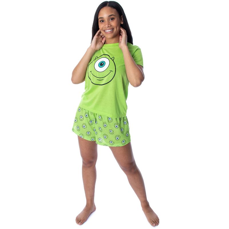 Disney Women's Monsters Inc. Mike Wazowski Shirt and Shorts Pajama Set Lime Green, 2 of 6