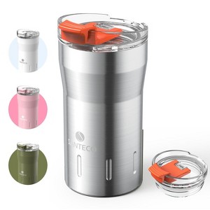 ZACHVO 12 oz Coffee Mug, Insulated, Flip Lid, Spill Proof, Double Wall Vacuum, Reusable, Hot/Ice, Silver - 1 of 4