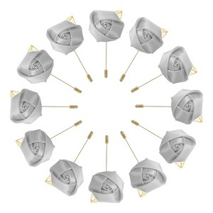 Unique Bargains Wedding Ceremony Anniversary Party Rose Groom Silk Metal Boutonnieres 12 Pcs - 1 of 3