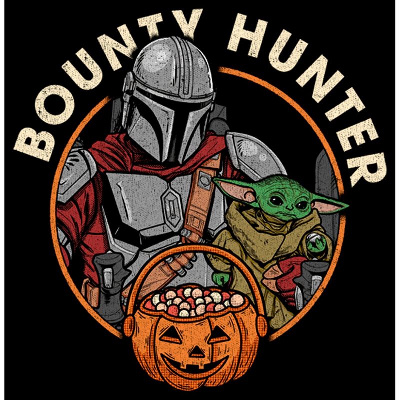 Boy's Star Wars: The Mandalorian Halloween Candy Bounty Hunter Din Djarin and Grogu T-Shirt, 2 of 6