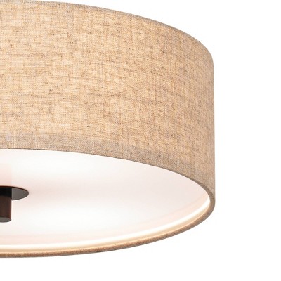 Bronze Modern 18" Drum Pendant Light with Cream Shade