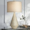 Pacific Coast Lighting Adelis 31" Tall Large Geometric Modern End Table Lamp Beige Faux Bleached Wood Finish Single Living Room Bedroom Bedside House - 2 of 4