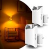 DORESshop 2-Pack 1W Plug-in Light Sensor Cylinder Up-Down Night Lights, Electroplated Cut Design, White Housing, Dimmable Amber 1600K - 2 of 4